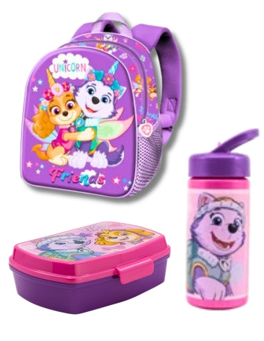 Set Mochila + Botella + Sandwichera Paw Patrol Unicorn Friends