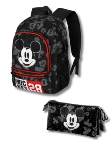Pack Mochila + Estuche Triple Mickey Mouse