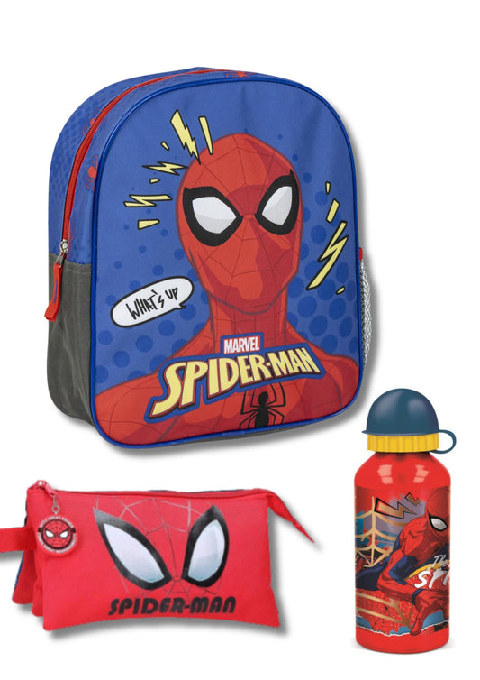 Pack Escolar Spiderman – Mochila + Estuche + Botella